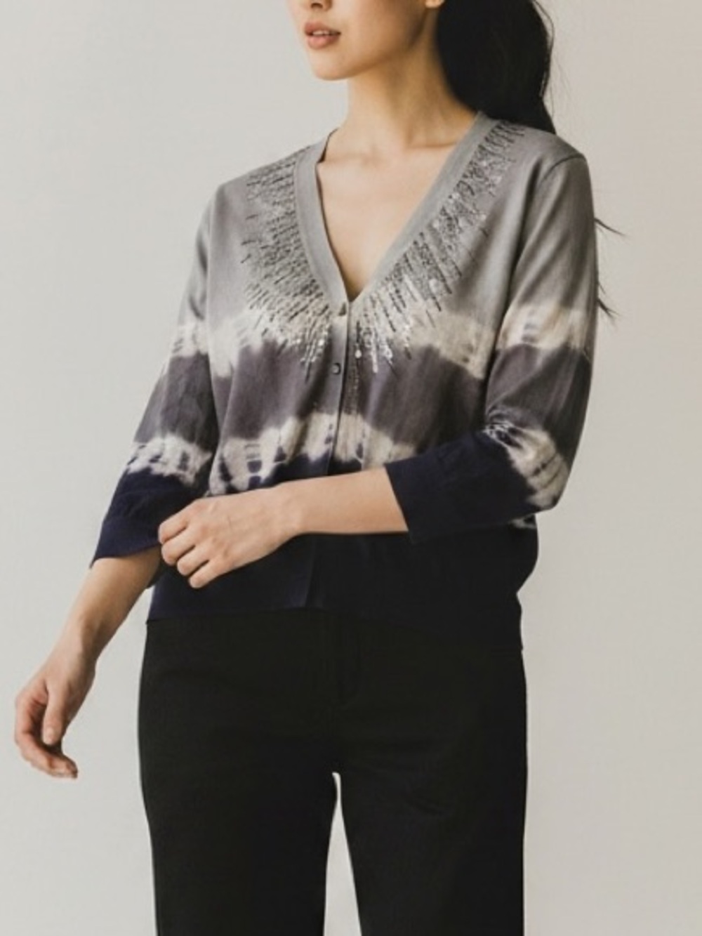 BCBGMaxazria Silk Blend Sequin Cardigan